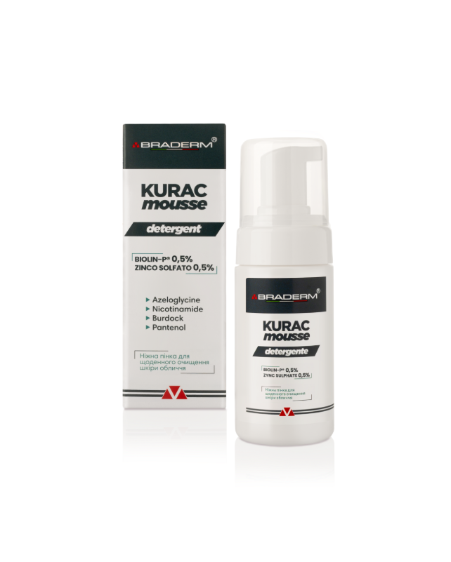 Ніжна пінка для вмивання з пребіотиками Braderm - Kurac Mousse 100